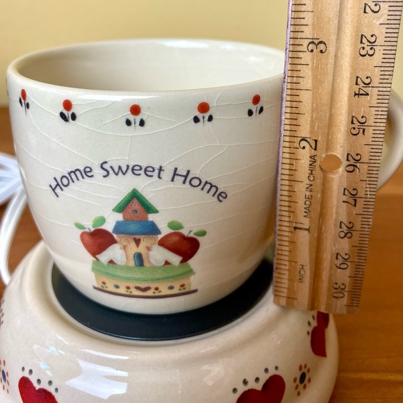 Home Sweet Home Ceramic Mug & Electric Beverage Warmer Hearts Apples Country Tea - Picture 9 of 15